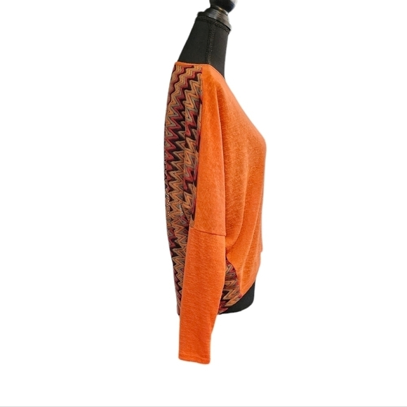 Ya Los Angeles Crochet Back Orange & Brown V neck 65% Cotton 35% Rayon Top Sz S - Picture 4 of 7